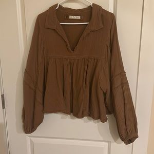 Free people long sleeve collared top